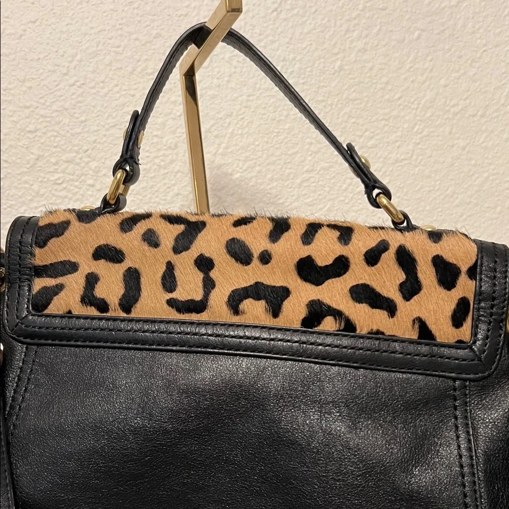 Coach Leopard  Pony-hair top handle shoulder strap with  and gold hardware. - Picture 5 of 10